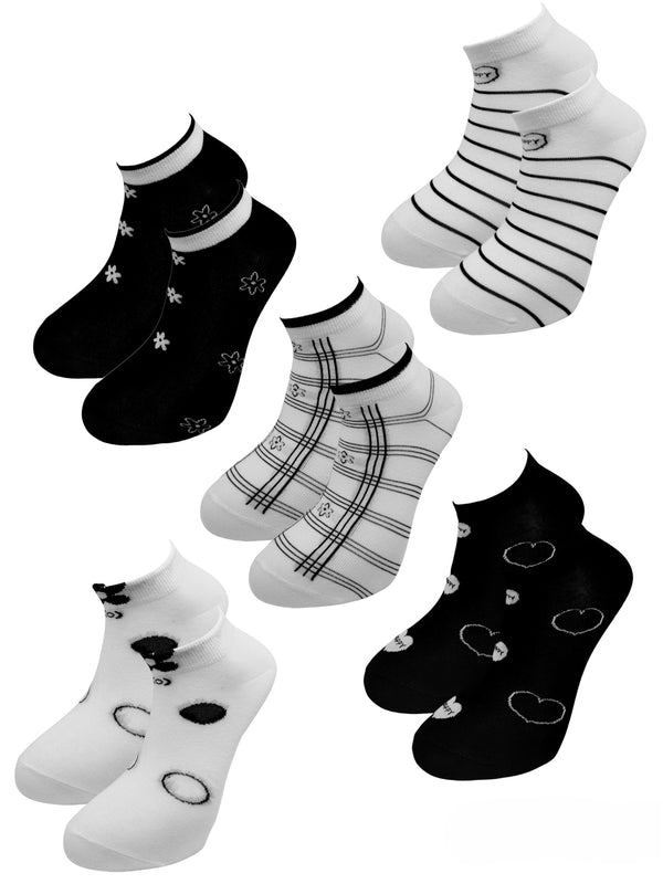 3Pack - Κάλτσες κοντές - unisex - Black & White (36-41) - πακέτο 3 τεμάχια