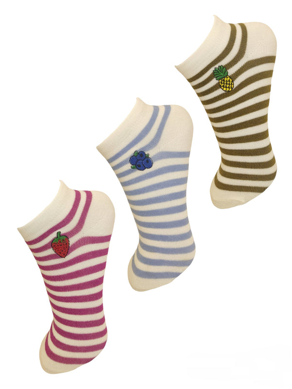 3Pack - Κάλτσες κοντές - unisex - Fruits with Stripes (36-41) - πακέτο 3 τεμάχια