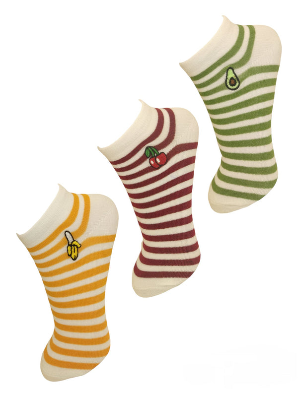3Pack - Κάλτσες κοντές - unisex - Fruits with Stripes ll (36-41) - πακέτο 3 τεμάχια