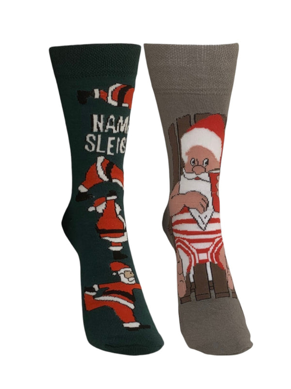 christmas socks with santa claus in adventure