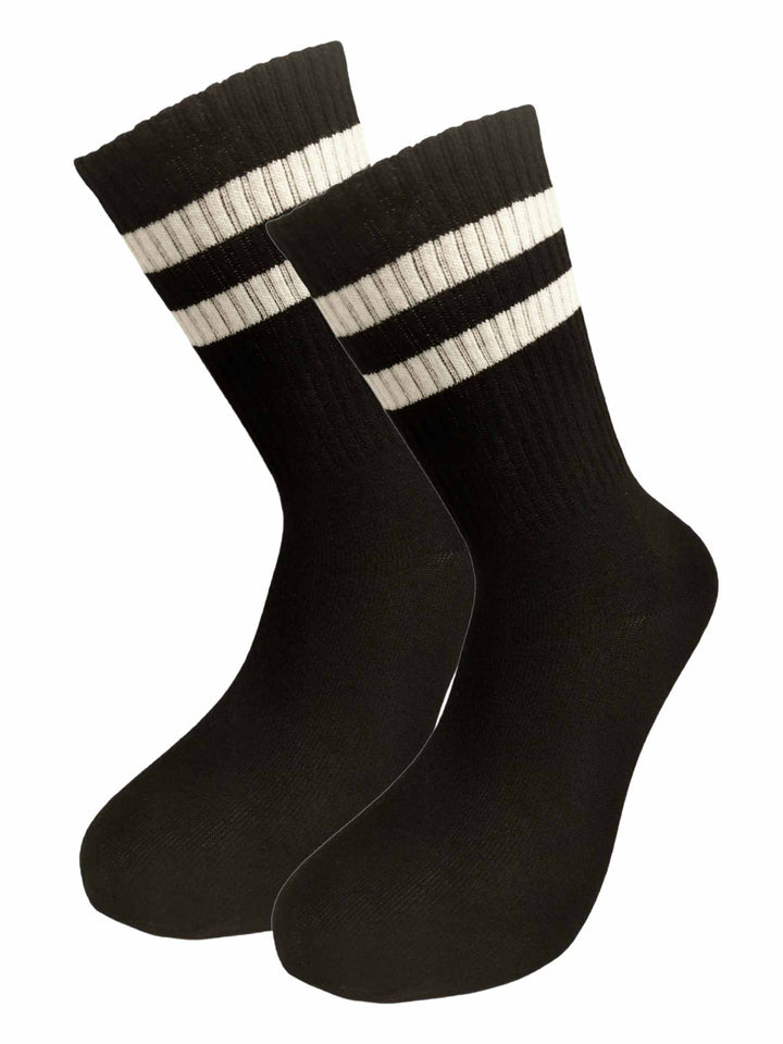 3pack - Αθλητικές κάλτσες με ρίγες, μαύρες - (37-44) - 3 τεμάχια | Anelia Fashion Shop - anelia.gr