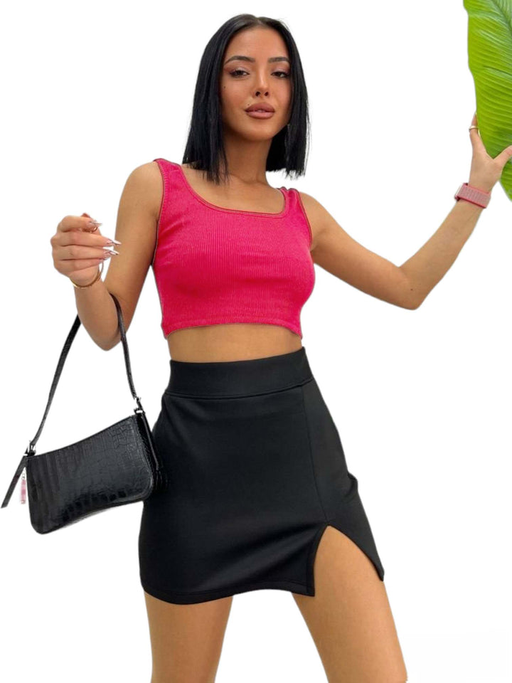 Crop Top ριπ με φαρδιά τιράντα | Anelia Fashion Shop - anelia.gr