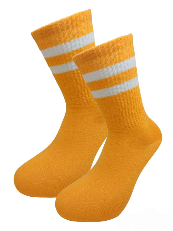 Αθλητικές κάλτσες, κίτρινες με ρίγες - (37-44) | Anelia Fashion Shop - anelia.gr
