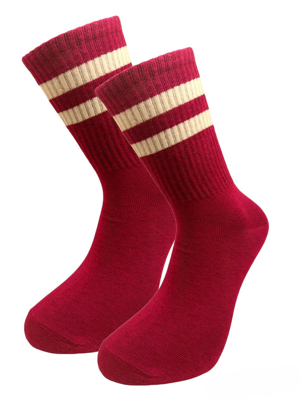 Αθλητικές κάλτσες, κόκκινες με ρίγες - (40-46) | Anelia Fashion Shop - anelia.gr