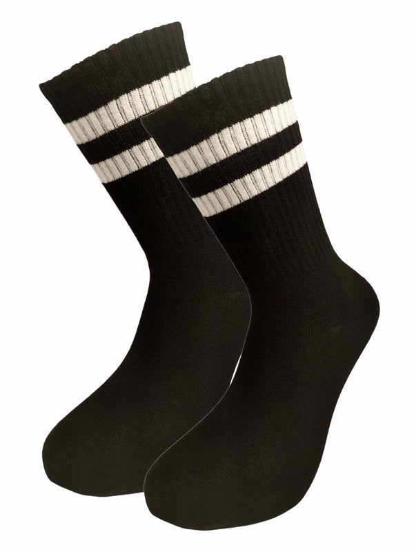 Αθλητικές κάλτσες, μαύρες με ρίγες - (37-44) | Anelia Fashion Shop - anelia.gr