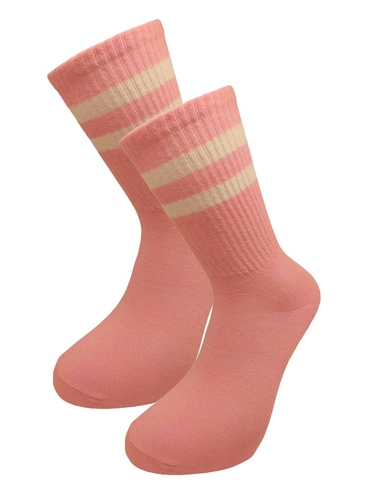 Αθλητικές κάλτσες, ροζ με ρίγες - (37-44) | Anelia Fashion Shop - anelia.gr