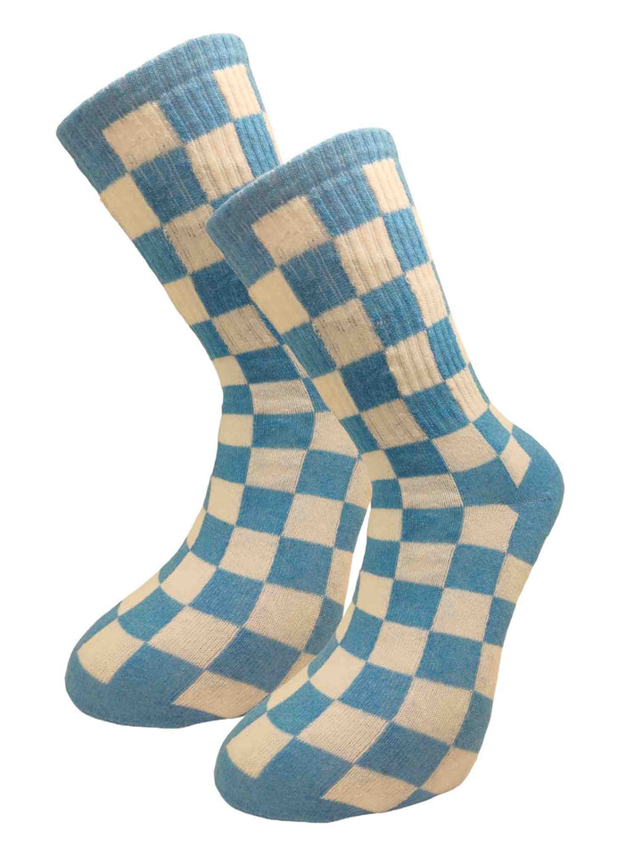 Κάλτσες - unisex - γαλάζιο Καρό (36-44) | Anelia Fashion Shop - anelia.gr