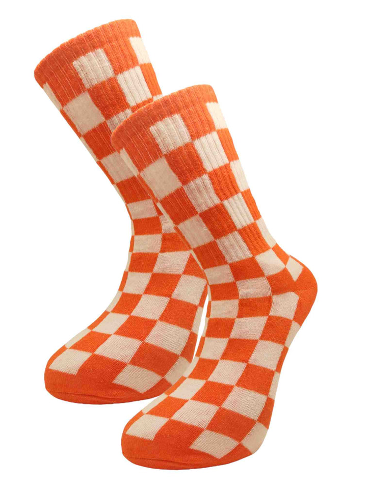 Κάλτσες - unisex - πορτοκαλί Καρό (36-44) | Anelia Fashion Shop - anelia.gr