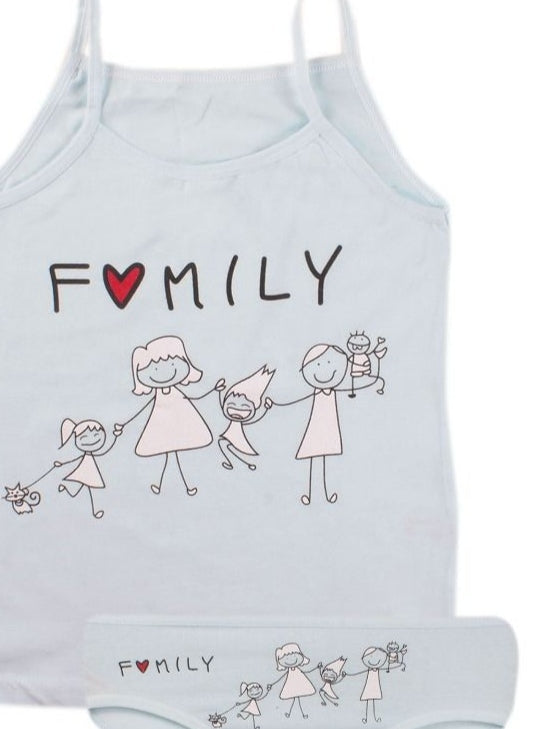 Παιδικό σετ, Family, φανελάκι και σλιπάκι, για κορίτσια (8 - 9 ετών) | Anelia Fashion Shop - anelia.gr